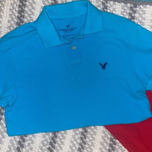 American Eagle Men’s Polo Shirts Size XS. Colors are Turquoise and Red. GUC - Picture 2 of 16